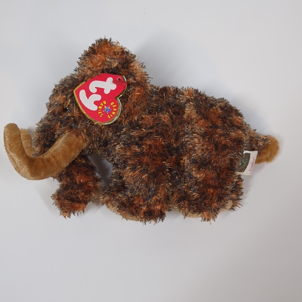 Ty Plush Woolly Mammoth in Brown and Tan